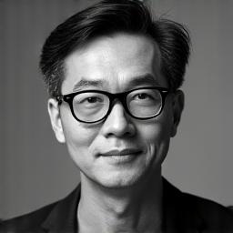 Professional black and white headshot of David Lee, a thoughtful man with glasses.